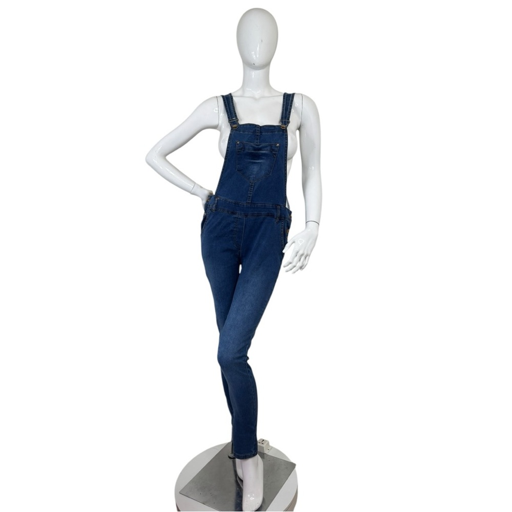 Medium dark wash Blue Jeans overall Anthro skinny jean bottoms jumper l sz 34